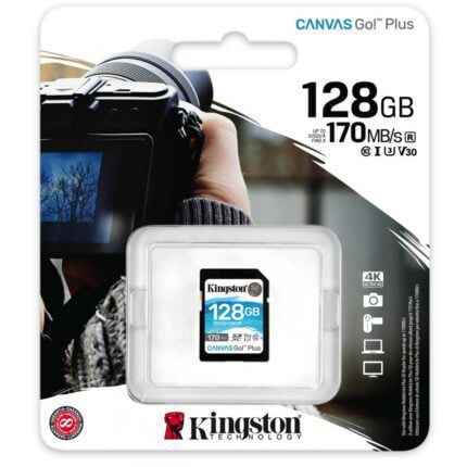 Kingston Memory Card 128GB SDXC Canvas Go Plus 170R C10 UHS-I U3 V30