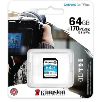 Kingston Memory Card 64GB SDXC Canvas Go Plus 170R C10 UHS-I U3 V30