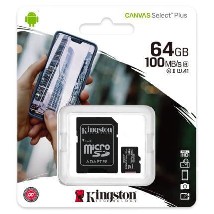 Kingston Memory Card 64GB micSDXC Canvas Select Plus 100R A1 C10 Card + ADP