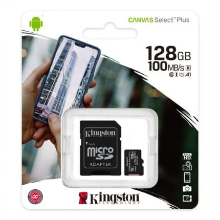 Kingston Memory Card 128GB micSDXC Canvas Select Plus 100R A1 C10 Card + ADP