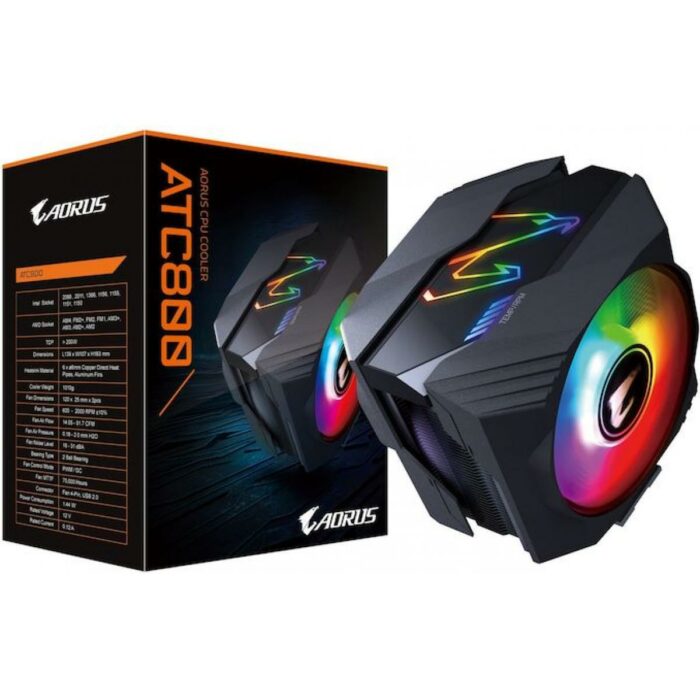 GIGABYTE AORUS ATC800 RGB, Dual RGB 120mm Fans- CPU Cooler