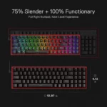 Redragon K628 Pollux 75% Wired RGB Gaming Keyboard 78 Keys w/100% Hot-Swap Socket - Red Switch