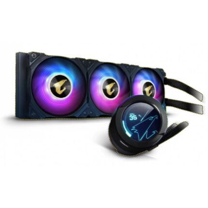 AORUS WATERFORCE X 360, All-in-one 360mm Liquid Cooler with Circular LCD Display, RGB Fusion 2.0, 120mm ARGB Fans,LGA1700 Support 12th Gen