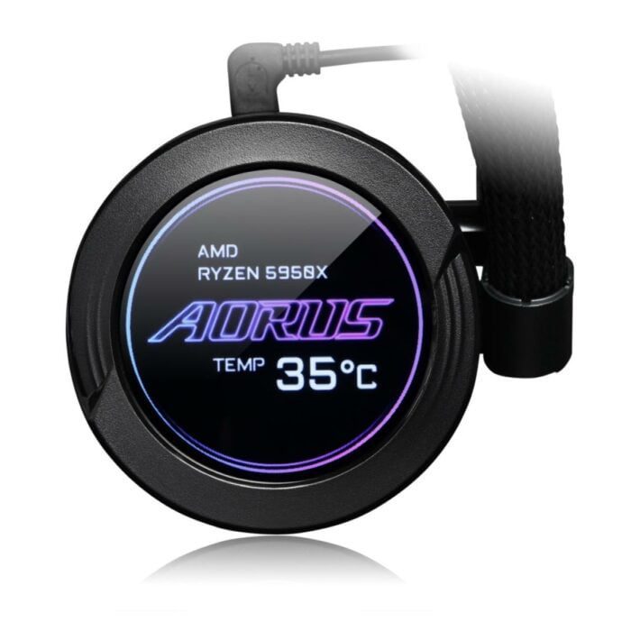 AORUS WATERFORCE X 360, All-in-one 360mm Liquid Cooler with Circular LCD Display, RGB Fusion 2.0, 120mm ARGB Fans,LGA1700 Support 12th Gen
