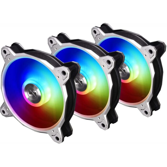 LIAN LI Bora Digital Series RGB 120mm ARGB LED PWM Fan, 3 Fans Pack - (Silver,Black,Space Grey) Frame